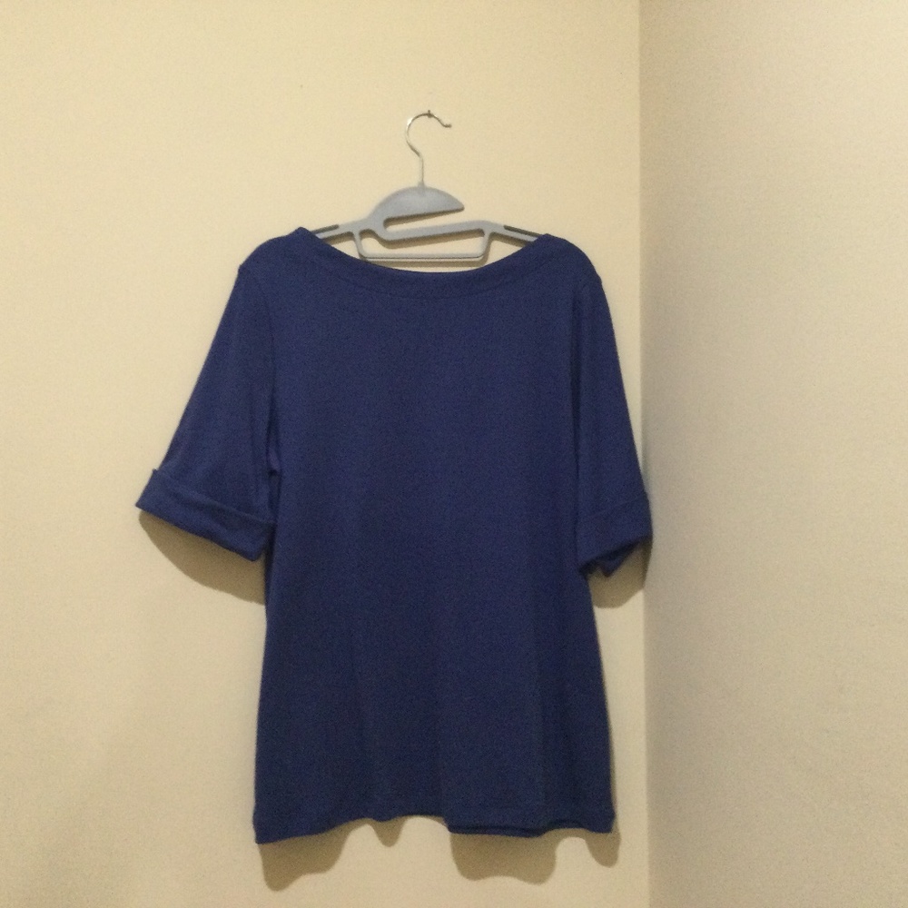 Three Quarter sleeve knit top. Size large Blue. From Appleseed’s